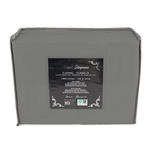 Cotton House - Ensemble de Draps de Flanelle, 100% Coton, Grandeur Grand Lit Queen, Gris Foncé - Liquidation Fin de Saison Vente Finale - Simple Boutique