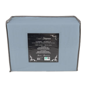 Cotton House - Ensemble de Draps de Flanelle, 100% Coton, Grandeur Simple, Bleu Placide - Liquidation Fin de Saison Vente Finale - Simple Boutique