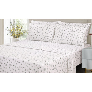 Cotton House - Ensemble de Draps de Flanelle, 100% Coton, Motif Branches de Pin (4 Grandeurs Disponibles) - Liquidation Fin de Saison Vente Finale - Simple Boutique