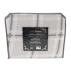 Cotton House - Ensemble de Draps de Flanelle, 100% Coton, Motif Carreaux Gris (4 Grandeurs Disponibles) - Liquidation Fin de Saison Vente Finale - Simple Boutique