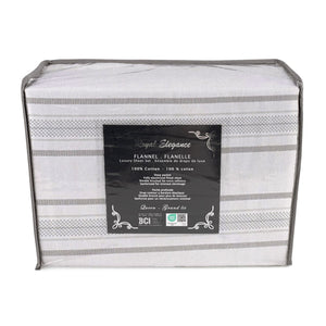 Cotton House - Ensemble de Draps de Flanelle, 100% Coton, Motif Ligné (4 Grandeurs Disponibles) - Simple Boutique