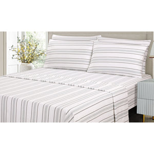 Cotton House - Ensemble de Draps de Flanelle, 100% Coton, Motif Ligné (4 Grandeurs Disponibles) - Simple Boutique