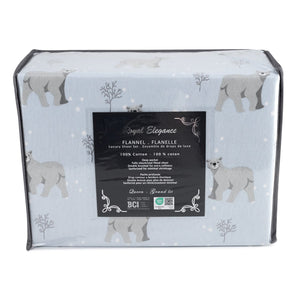 Cotton House - Ensemble de Draps de Flanelle, 100% Coton, Motif Ours Polaire (4 Grandeurs Disponibles) - Liquidation Fin de Saison Vente Finale - Simple Boutique