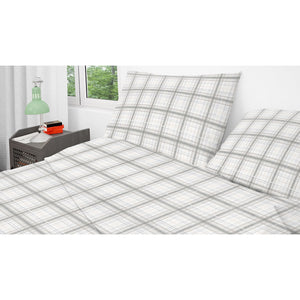 Cotton House - Ensemble de Draps de Flanelle, 100% Coton, Motif Plaid Rayé (4 Grandeurs Disponibles) - Liquidation Fin de Saison Vente Finale - Simple Boutique