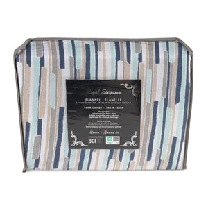 Cotton House - Ensemble de Draps de Flanelle, 100% Coton, Motif Pluie (4 Grandeurs Disponibles) - Liquidation Fin de Saison Vente Finale - Simple Boutique
