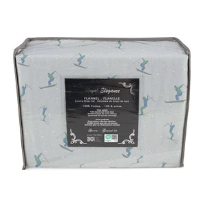Cotton House - Ensemble de Draps de Flanelle, 100% Coton, Motif Skieur (4 Grandeurs Disponibles) - Liquidation Fin de Saison Vente Finale - Simple Boutique