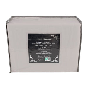 Cotton House - Ensemble de Draps de Flanelle, 100% Coton, Taupe (4 Grandeurs Disponibles) - Liquidation Fin de Saison Vente Finale - Simple Boutique