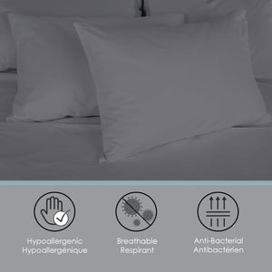 Cotton House - Ensemble de Draps en Coton Biologique, 600 Fils Par Pouce, Grandeur King, Gris Foncé - Simple Boutique