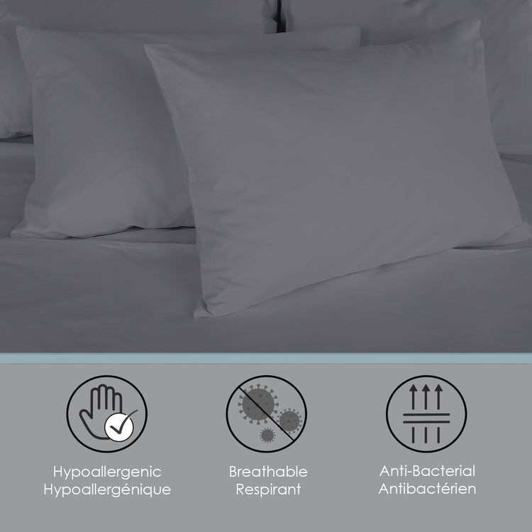 Cotton House - Ensemble de Draps en Coton Biologique, 600 Fils Par Pouce, Grandeur King, Gris Foncé - Simple Boutique