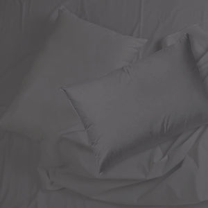 Cotton House - Ensemble de Draps en Coton Biologique, 600 Fils Par Pouce, Grandeur King, Gris Foncé - Simple Boutique