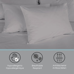 Cotton House - Ensemble de Draps en Coton Biologique, 600 Fils Par Pouce, Grandeur King, Gris Pâle - Simple Boutique