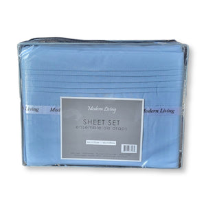Cotton House - Ensemble de Draps en Microfibre, Infroissable, Grandeur Double, Bleu - Simple Boutique