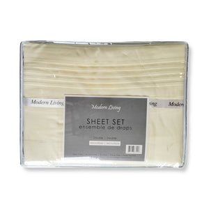 Cotton House - Ensemble de Draps en Microfibre, Infroissable, Grandeur Double, Ivoire - Simple Boutique