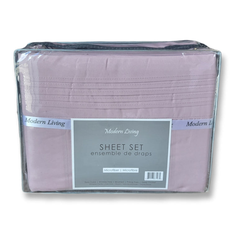 Cotton House - Ensemble de Draps en Microfibre, Infroissable, Grandeur Double, Lilas - Simple Boutique