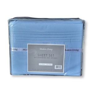 Cotton House - Ensemble de Draps en Microfibre, Infroissable, Grandeur King, Bleu - Simple Boutique