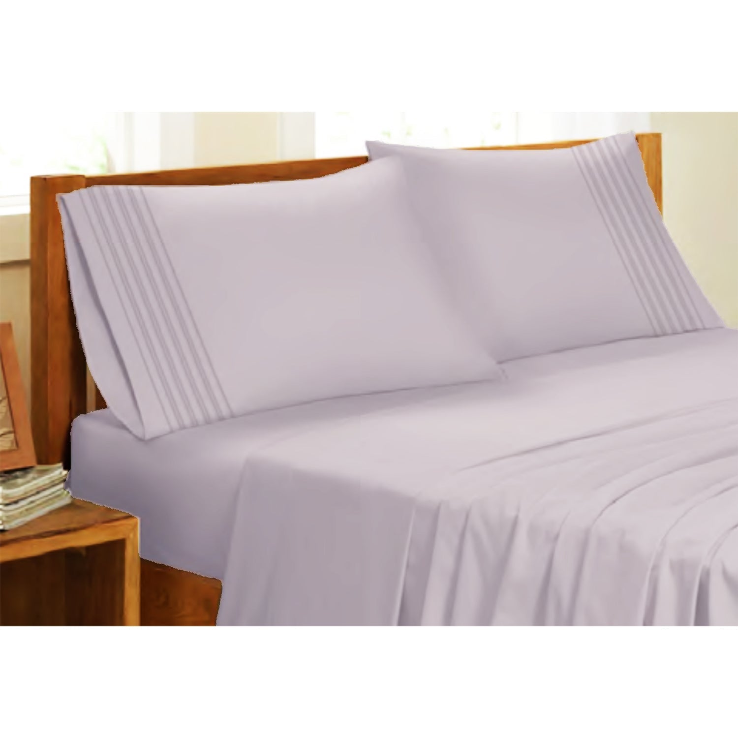 Cotton House - Ensemble de Draps en Microfibre, Infroissable, Grandeur Queen, Lilas - Simple Boutique