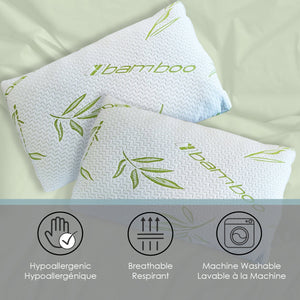 Cotton House - Oreiller en Bambou, Hypoallergénique, Grandeur King, Fabriqué au Canada - Simple Boutique