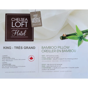 Cotton House - Oreiller en Bambou, Hypoallergénique, Grandeur King, Fabriqué au Canada - Simple Boutique