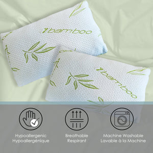 Cotton House - Oreiller en Bambou, Hypoallergénique, Grandeur Queen, Fabriqué au Canada - Simple Boutique
