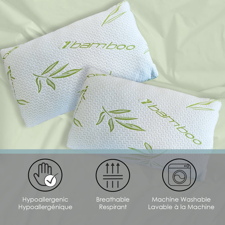 Cotton House - Oreiller en Bambou, Hypoallergénique, Grandeur Queen, Fabriqué au Canada - Simple Boutique