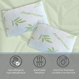 Cotton House - Oreiller en Bambou, Hypoallergénique, Grandeur Standard, Fabriqué au Canada - Simple Boutique