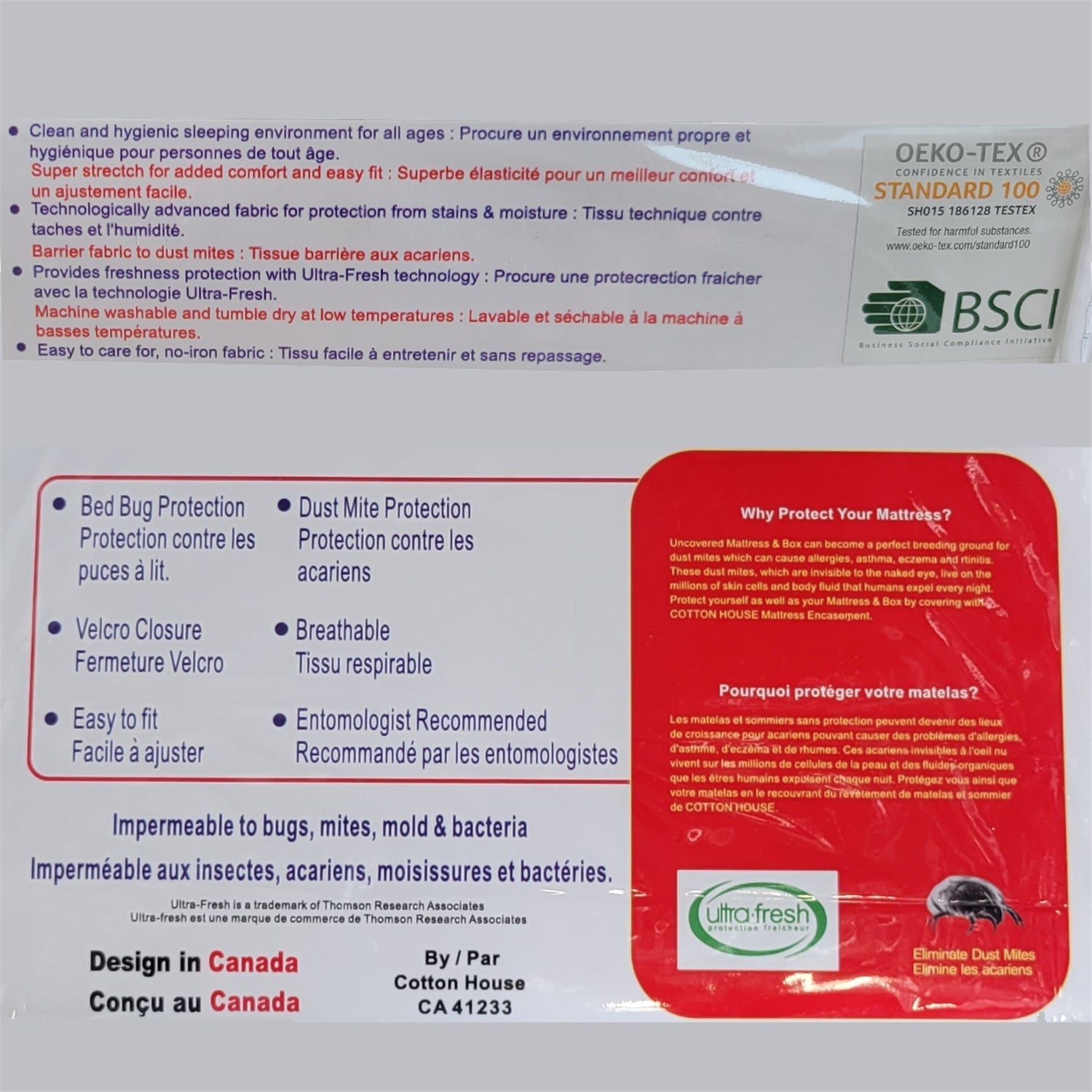 Cotton House - Revêtement pour Matelas et Sommier, Défense Triple Actions, Grandeur Double, Blanc - Simple Boutique