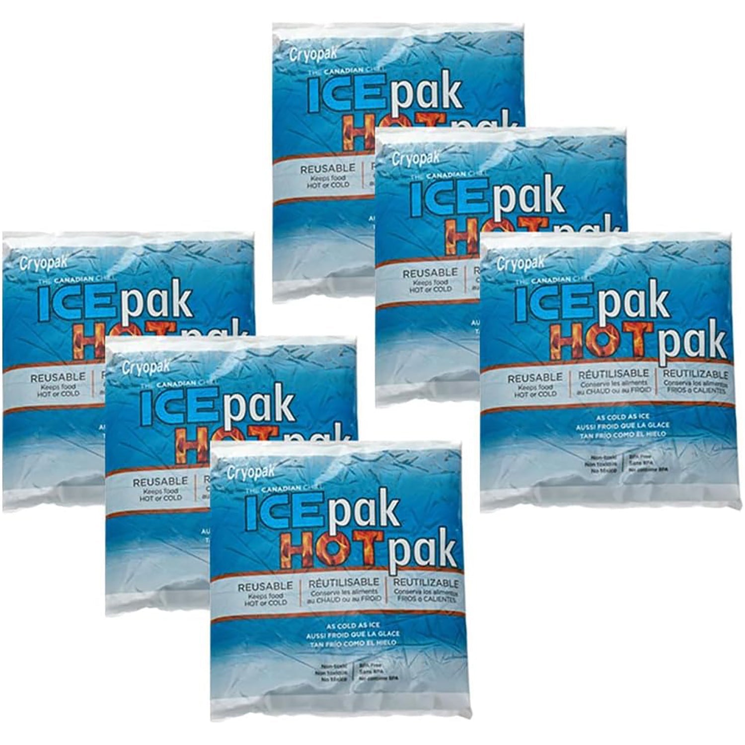 Cryopak - Lot de 6 IcePak/HotPak, Usage Chaud ou Froid, Non Toxique, Sans BPA - Simple Boutique