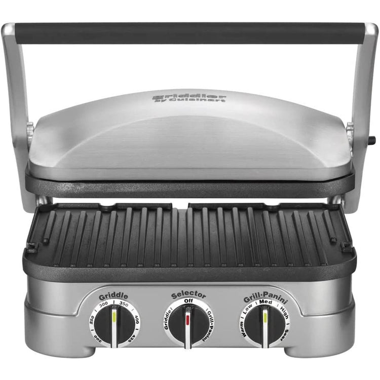 Cuisinart - Grill de Cuisson 5 en 1 Griddler, Plaques Antiadhésive Réversible, Acier Inoxydable Brossé - Simple Boutique