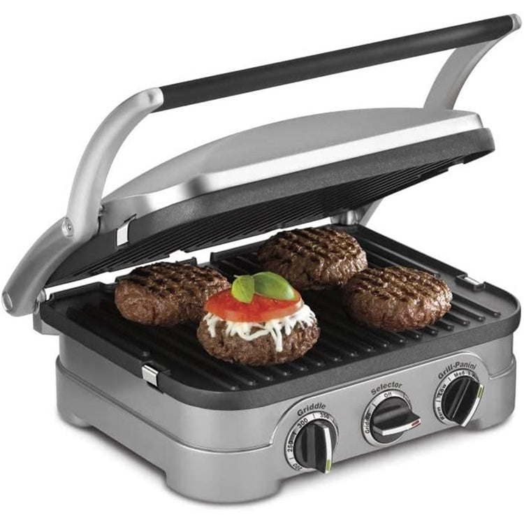 Cuisinart - Grill de Cuisson 5 en 1 Griddler, Plaques Antiadhésive Réversible, Acier Inoxydable Brossé - Simple Boutique
