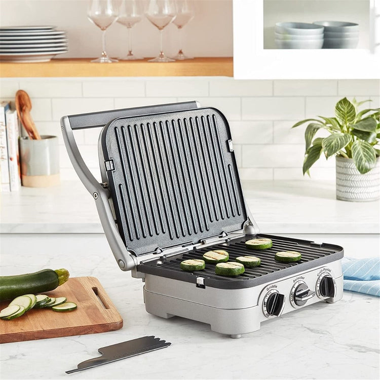 Cuisinart - Grill de Cuisson 5 en 1 Griddler, Plaques Antiadhésive Réversible, Acier Inoxydable Brossé - Simple Boutique