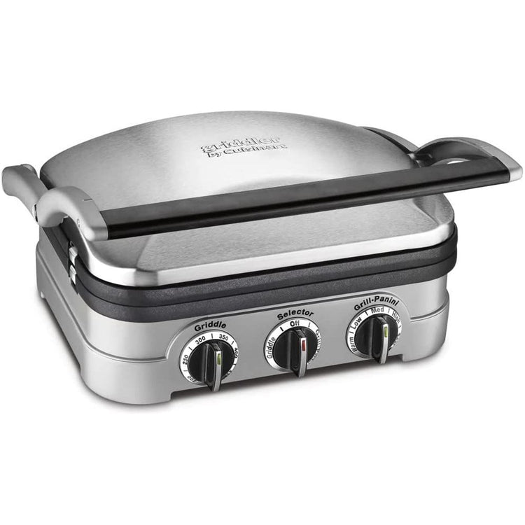Cuisinart - Grill de Cuisson 5 en 1 Griddler, Plaques Antiadhésive Réversible, Acier Inoxydable Brossé - Simple Boutique