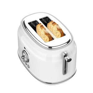 Culinary Chef Grille-Pain Rétro 2 Tranches – Fentes Larges, 5 Niveaux de Brunissage, Bagel, Décongélation et Annulation – 900W – Blanc - Simple Boutique
