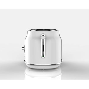 Culinary Chef Grille-Pain Rétro 2 Tranches – Fentes Larges, 5 Niveaux de Brunissage, Bagel, Décongélation et Annulation – 900W – Blanc - Simple Boutique