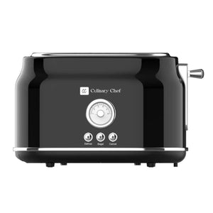 Culinary Chef Grille-Pain Rétro 2 Tranches – Fentes Larges, 5 Niveaux de Brunissage, Bagel, Décongélation et Annulation – 900W – Noir - Simple Boutique