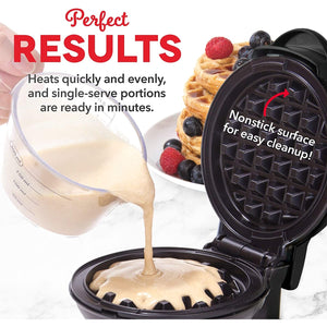 DASH - Mini Gaufrier pour Gauffre Individuelle, Diamètre de 4", Surface Antiadhésive, Noir - Simple Boutique