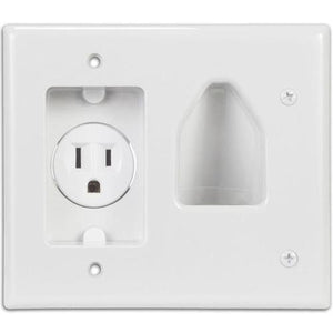 DataComm Plaque media murale Blanche pour câble et prise de courrant - Simple Boutique