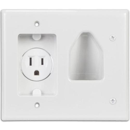 DataComm Plaque media murale Blanche pour câble et prise de courrant - Simple Boutique