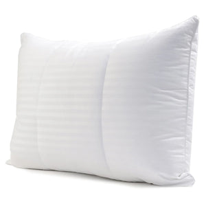 Dolce - Oreiller Firenze en Plumes et Duvets, Coton Rayures 323 Fils, Hypoallergénique, Fait à Montréal (3 Grandeurs Disponibles) - Simple Boutique
