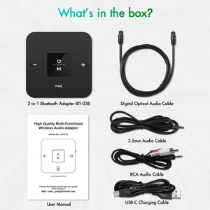 Double Transmetteur Bluetooth Sans Fil À Partir De Toslink Fibre Optique Audio 3.5Mm Auxiliaire Ou RCA - Simple Boutique