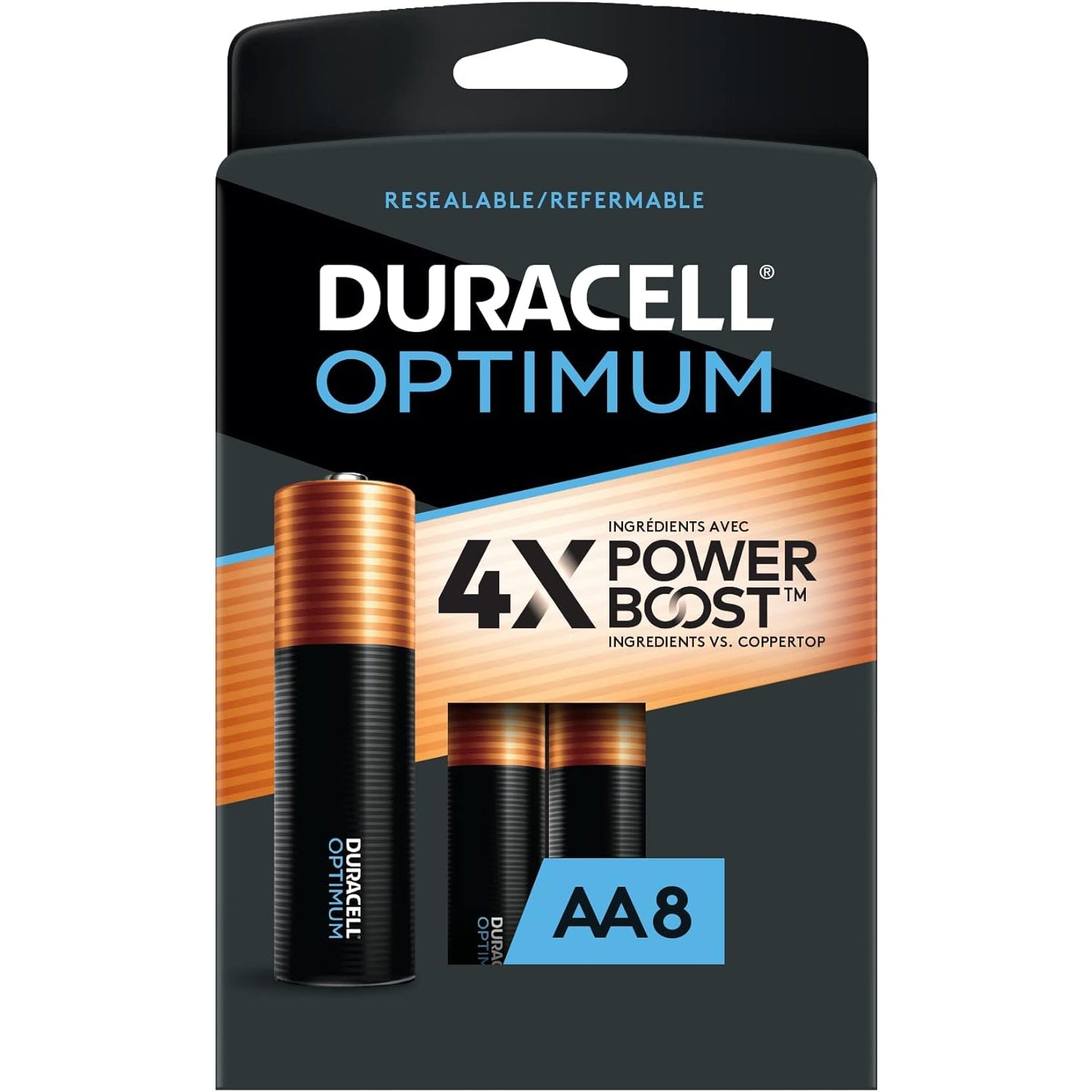 Duracell Optimum - Lot de 8 Piles AA Longue Durée, Emballage Refermable - Simple Boutique