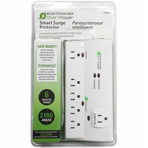 ElectroHome - Parasurtenseur SmartPower, Protection de 2160 Joules, Cordon de 6 Pieds, Blanc - Simple Boutique