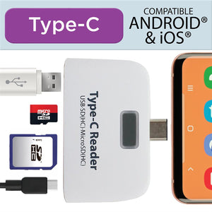 Elink - Adaptateur USB Type-C Vers USB-A et Lecteur de Carte SD et Micro SD, Blanc - Simple Boutique