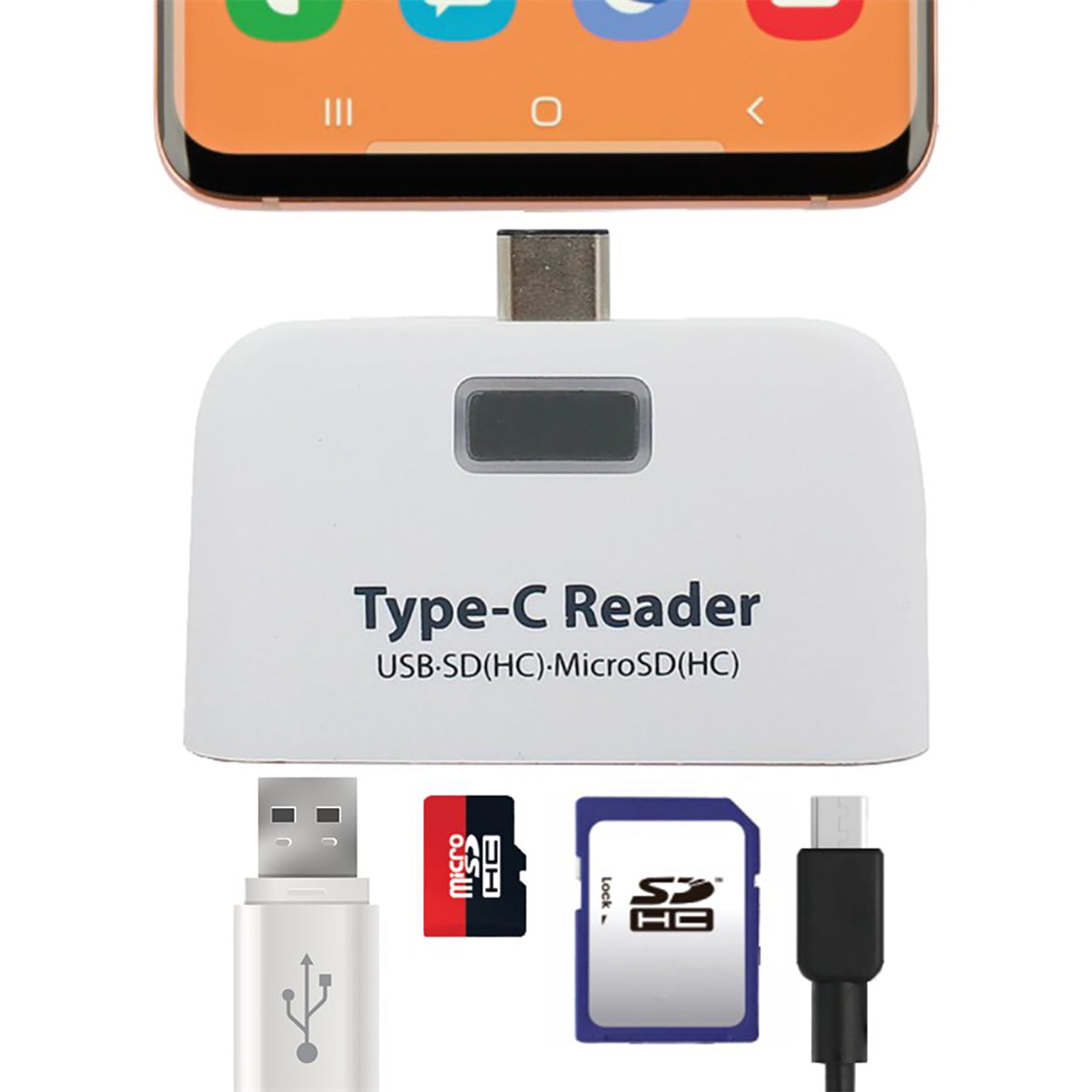Elink - Adaptateur USB Type-C Vers USB-A et Lecteur de Carte SD et Micro SD, Blanc - Simple Boutique