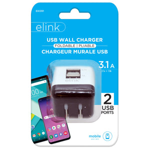 Elink EK091 Chargeur USB Universel 2 port USB 3.1A Blanc - Simple Boutique