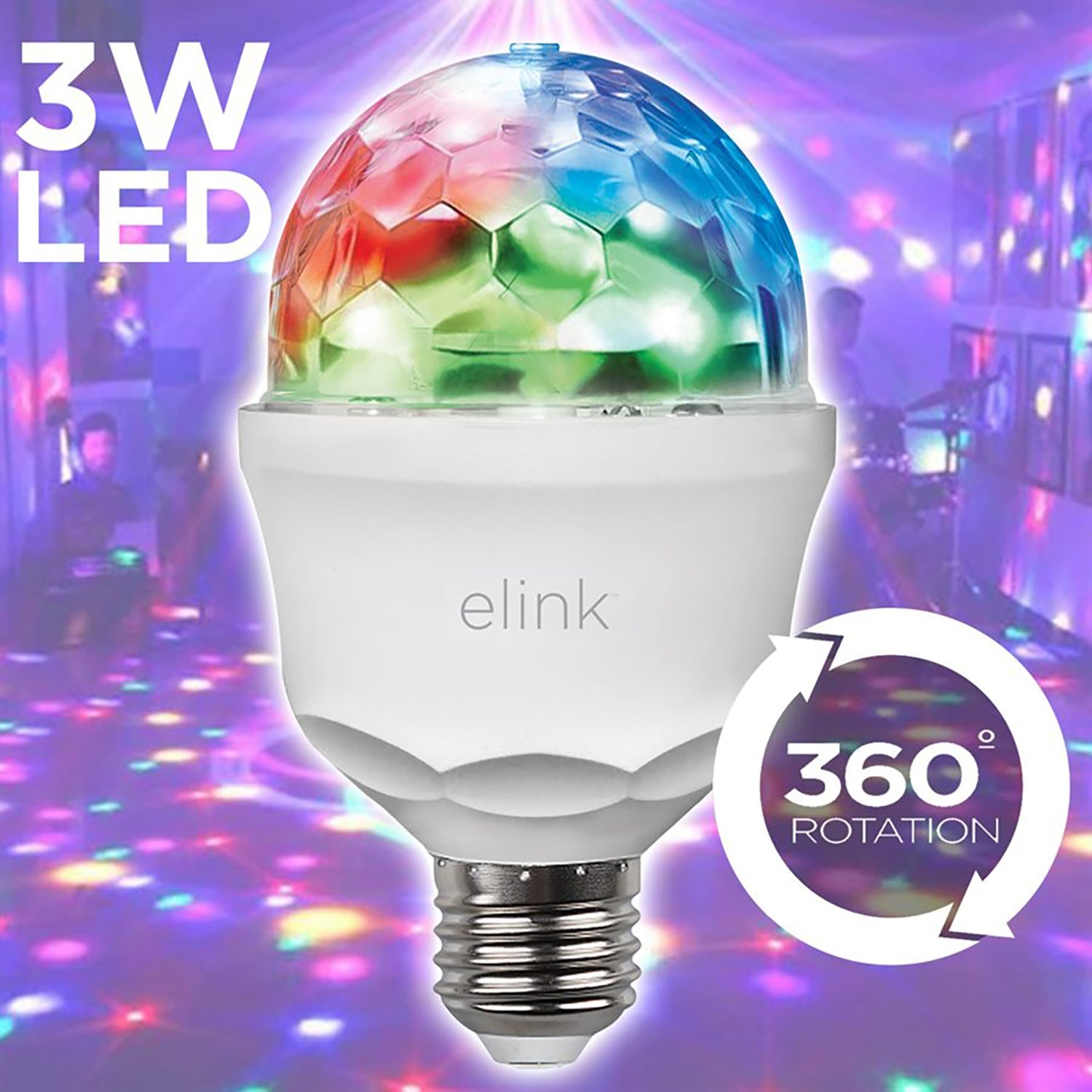 Elink EK1481 - Ampoule Lumières de Fête LED, Rotative à 360°, RVB, 3 Watts - Simple Boutique
