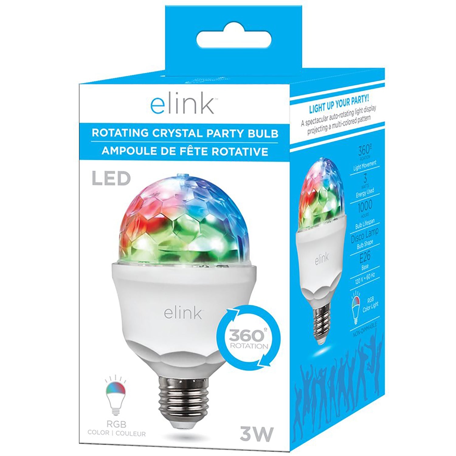 Elink EK1481 - Ampoule Lumières de Fête LED, Rotative à 360°, RVB, 3 Watts - Simple Boutique