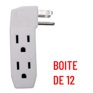 Elink EL-676 Adaptateur 3 Prises Latérales Avec Mise A La Terre Blanc (BOITE DE 12) - Simple Boutique