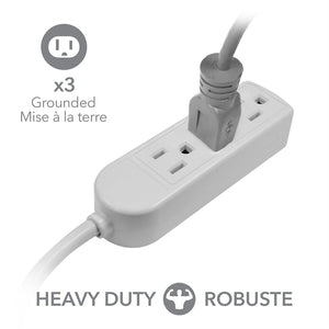 Elink - Ensemble de 2 Barres d'alimentation à 3 Prises, Robuste, Longeur de 5 Pieds, Blanc - Simple Boutique