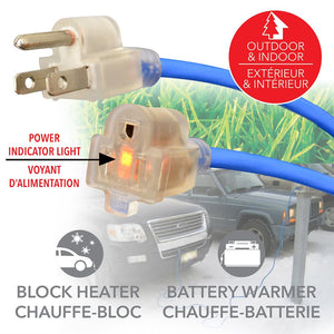 Elink - Rallonge Électrique Extérieure avec Indicateur Lumineux D'alimentation, Longueur de 25 Pieds, Bleu - Simple Boutique