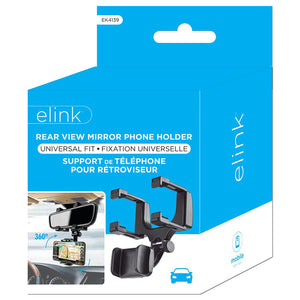 Elink - Support Universel de Téléphone pour Rétroviseur de Voiture, Noir - Simple Boutique